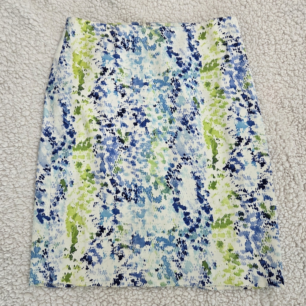 Ann Taylor Vibrant Blue and Green Pencil Skirt 2P‎ Zipper Spring